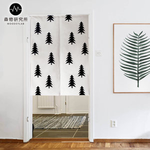 北欧风格门帘布艺卧室家用清新半帘ins半门帘日式隔断帘衣柜布帘